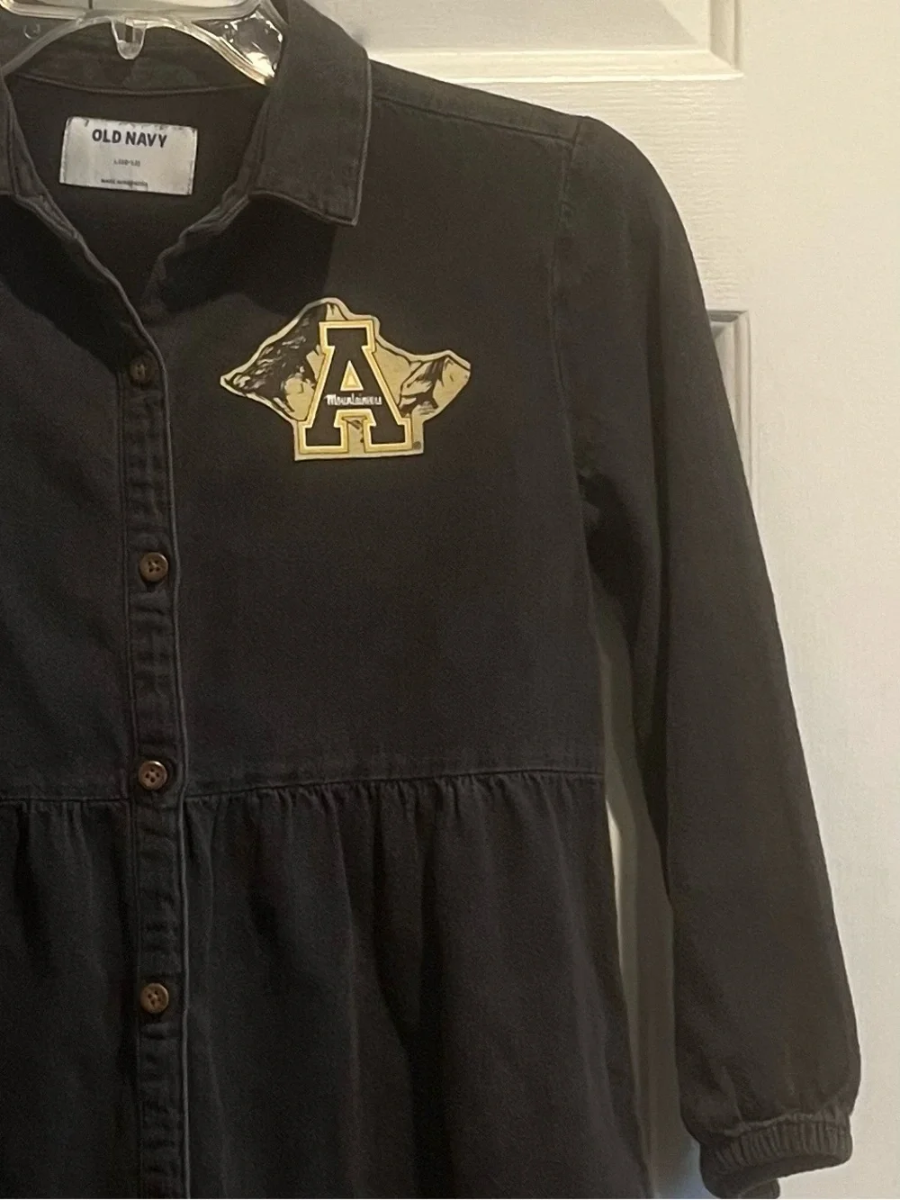 Upcycled 💛🖤Appalachian State University Black Denim Tiered Girls' Dress